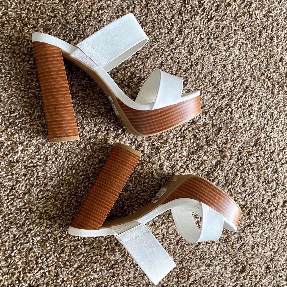 White Platform Chunky Heel Sandal